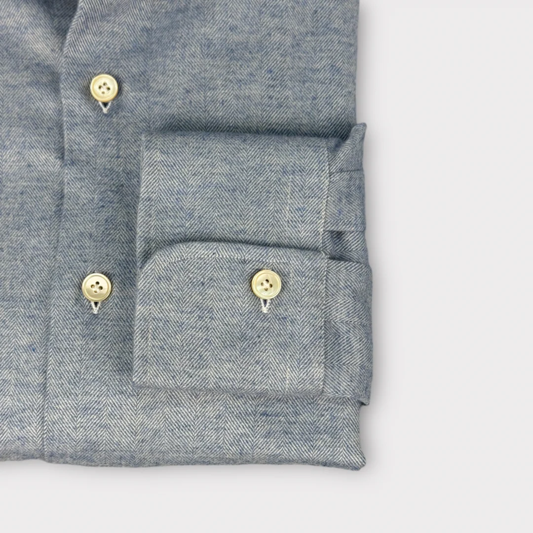 Brushed cotton Herringbone Shirt - Image 3