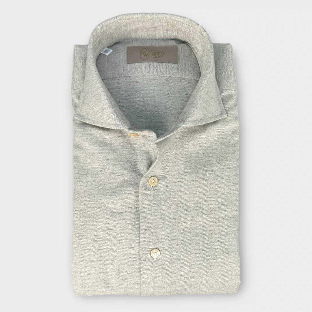Brushed cotton Herringbone Shirt - Image 4