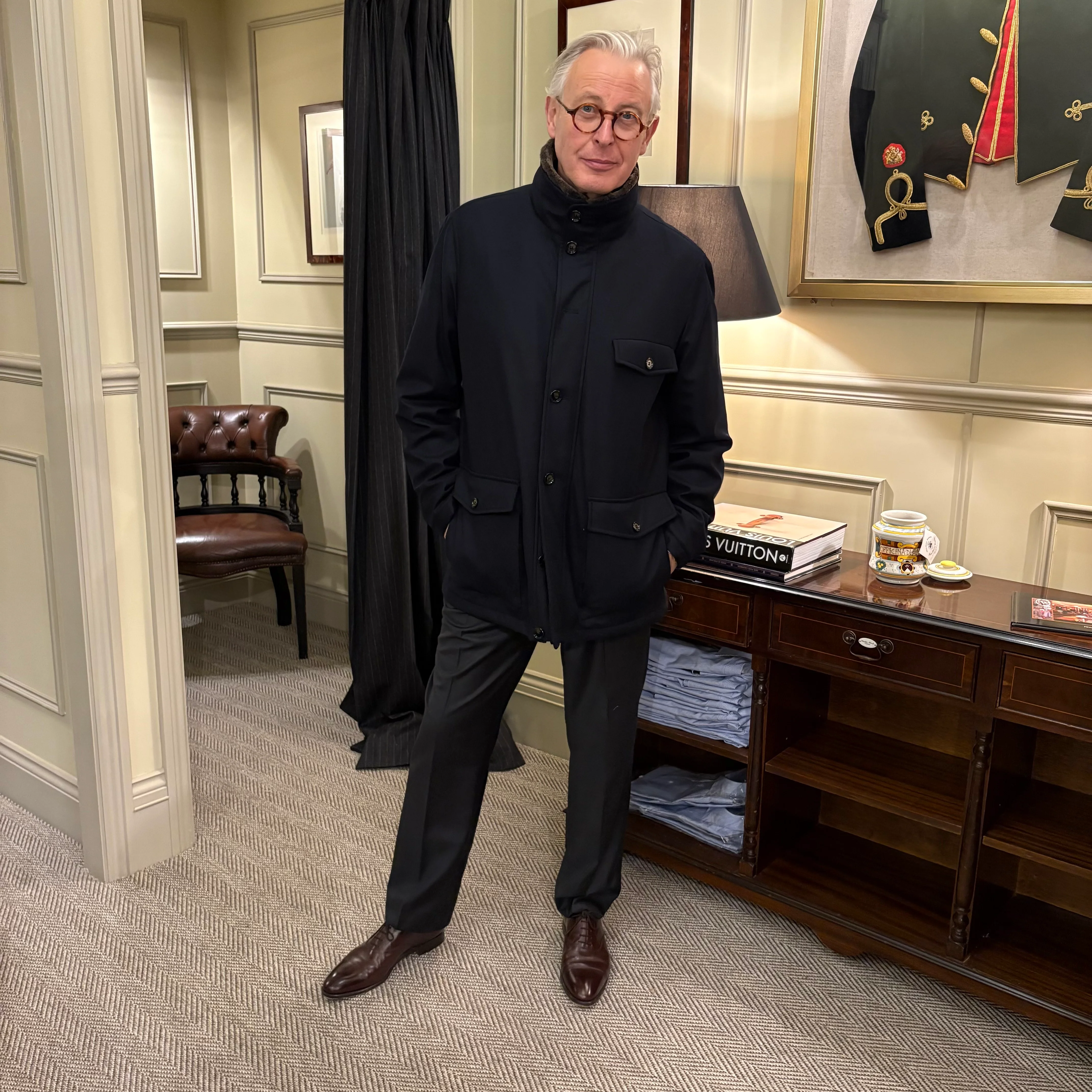 Rhodes Wood quilted jacket with detachable Lambskin collar - Image 7