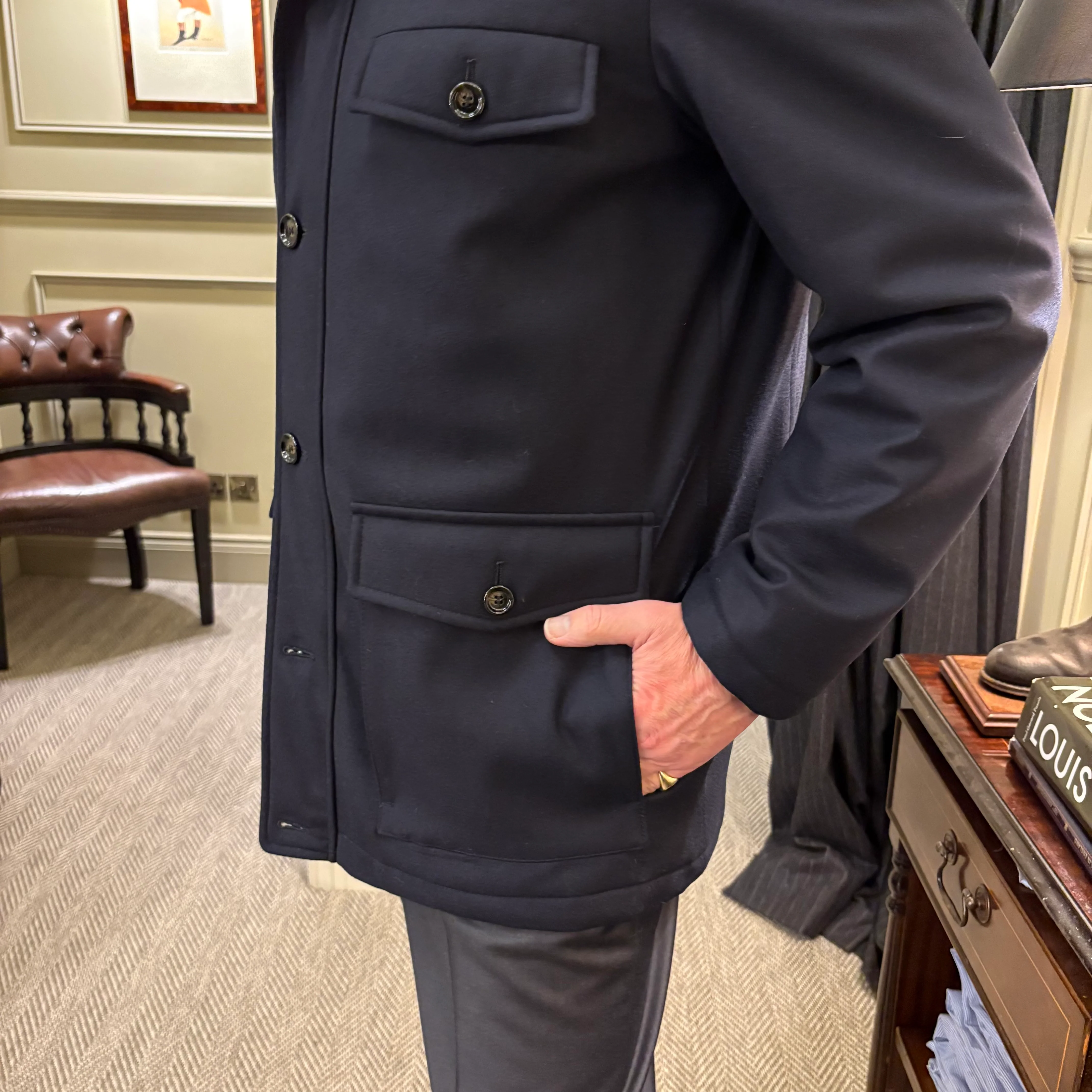 Rhodes Wood quilted jacket with detachable Lambskin collar - Image 9